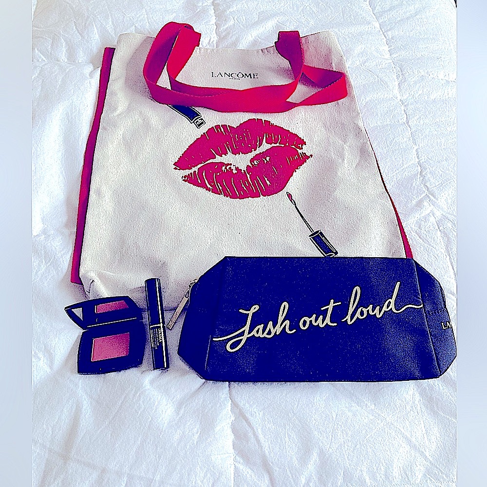 Lancome 4-Piece Beauty Bundle: Blush, Mascara, Tote,  & Cosmetic Bag